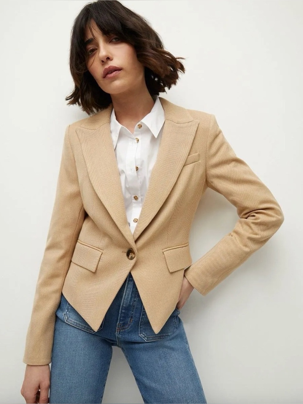Veronica Beard Hosanna Herringbone Cutaway Dickey Jacket